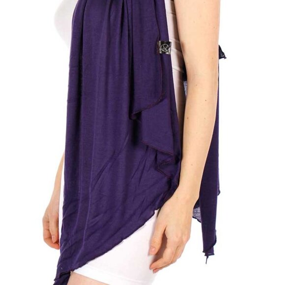 BOHO Oversized Grape Purple Diagonal Fringe Cut Viscose Shawl Wrap 76x30” Scarf - Picture 4 of 8